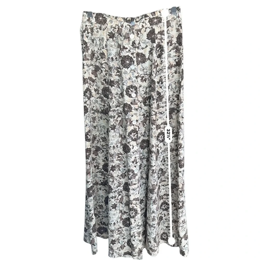 Vintage Henri Bendel Womens 100% Silk Floral Midi Skirt Romantic 90s Size S